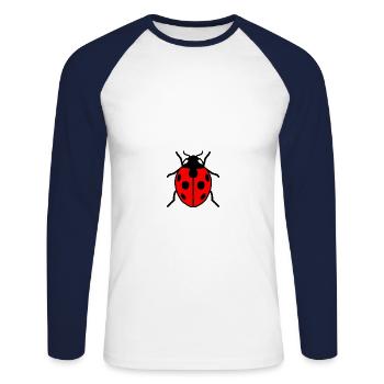 Marienkäfer - Unisex Baseballshirt langarm - Weiß/Navy - Vorne - Nik (191cm)