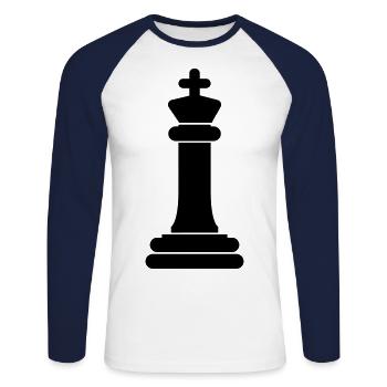 Schachfigur König - Unisex Baseballshirt langarm - Weiß/Navy - Vorne - Nik (191cm)