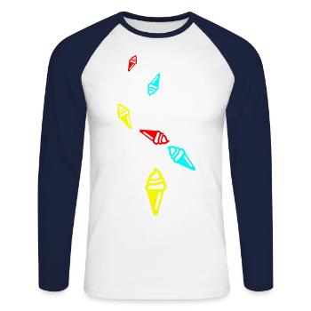Ice Icon Icon - Unisex Long Sleeve Baseball T-Shirt - white/navy - Front - Nik (191cm)