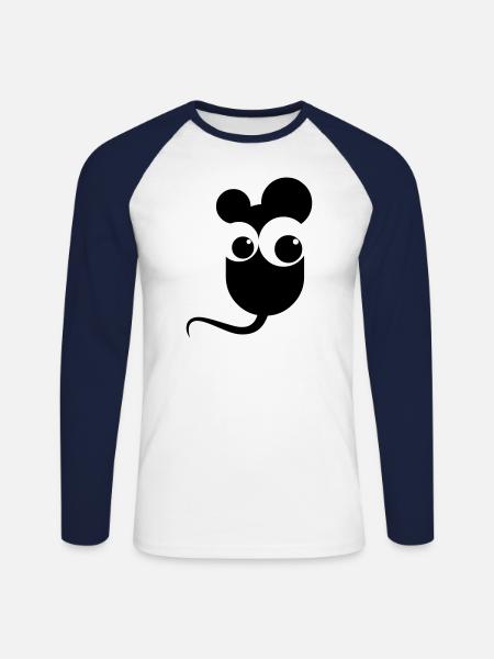 mouse - Unisex Long Sleeve Baseball T-Shirt - white/navy