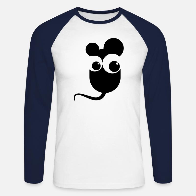 Maus - Unisex Baseballshirt langarm - Weiß/Navy