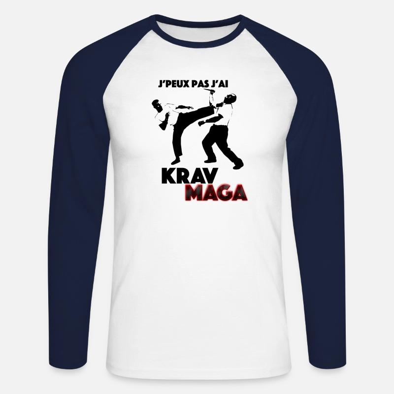 Krav Maga - Unisex Baseballshirt langarm - Weiß/Navy