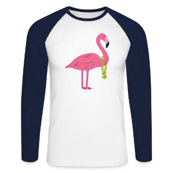 Ghetto Flamingo - Unisex Long Sleeve Baseball T-Shirt - white/navy - Front - Nik (191cm)