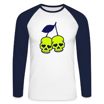 CHERRY SKULL - Unisex Long Sleeve Baseball T-Shirt - white/navy - Front - Nik (191cm)