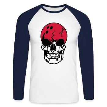 death bowling ball head dead skull11204 - Unisex Long Sleeve Baseball T-Shirt - white/navy - Front - Nik (191cm)