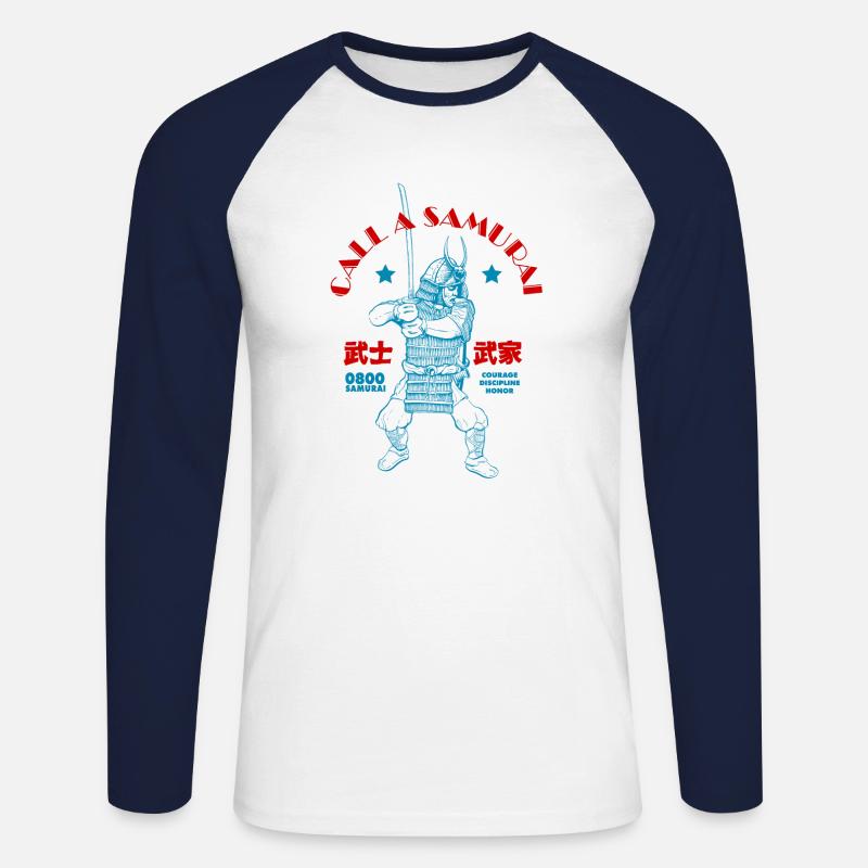 Call a Samurai - Unisex Baseballshirt langarm - Weiß/Navy