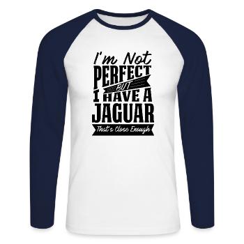 PARFAIT AVEC JAGUAR B - T-shirt baseball manches longues Homme - blanc/marine - Devant - Nik (191cm)