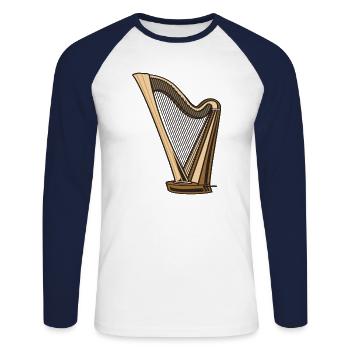 Harfe - Unisex Baseballshirt langarm - Weiß/Navy - Vorne - Nik (191cm)