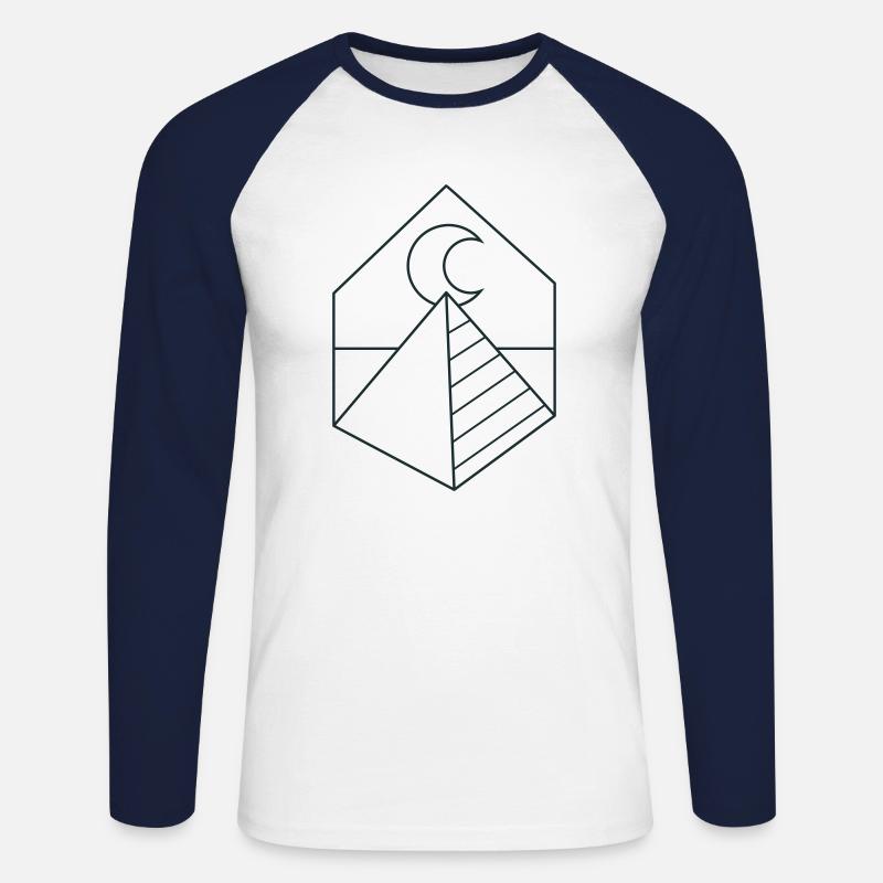 BOHO Pyramide auf dem Mond - Unisex Baseballshirt langarm - Weiß/Navy