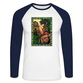 Guatemala Guatemalan Flag DNA I Gift - Unisex Long Sleeve Baseball T-Shirt - white/navy - Front - Nik (191cm)