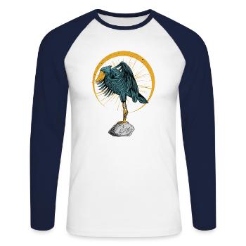 Bec-de-chaussure Ornithologue Forêt I Cadeau - T-shirt baseball manches longues Homme - blanc/marine - Devant - Nik (191cm)