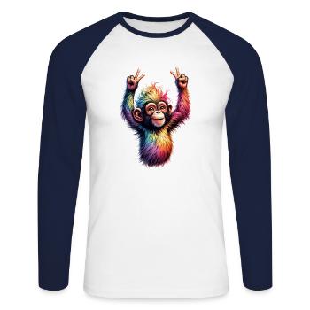 I ♥️ Rainbowcore | Christopher Street Day - Unisex Long Sleeve Baseball T-Shirt - white/navy - Front - Nik (191cm)