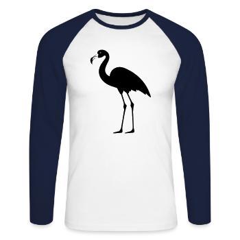 flamant rose - T-shirt baseball manches longues Homme - blanc/marine - Devant - Nik (191cm)