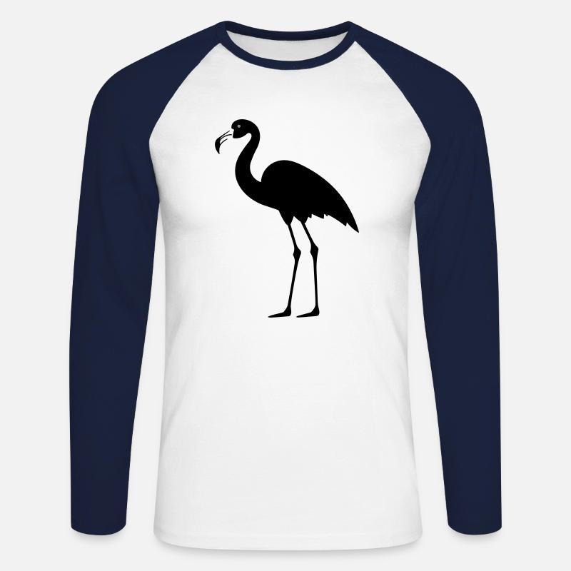 Flamingo - Unisex Baseballshirt langarm - Weiß/Navy
