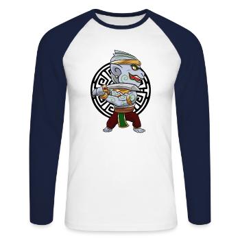 Temple du Cambodge Khmer Vintage drapeau je cadeau - T-shirt baseball manches longues Homme - blanc/marine - Devant - Nik (191cm)