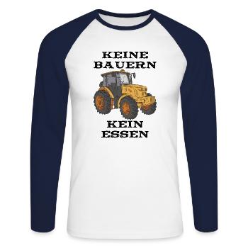 Keine Bauern kein Essen Landwirt Demo - Unisex Baseballshirt langarm - Weiß/Navy - Vorne - Nik (191cm)