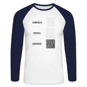 PUZZLESPAß! - Griller de - Unisex Baseballshirt langarm - Weiß/Navy - Vorne - Nik (191cm)