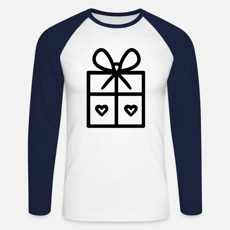 Geschenk-Icon-Box - Unisex Baseballshirt langarm - Weiß/Navy