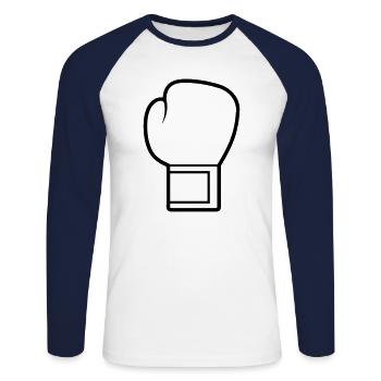 gant de boxe - T-shirt baseball manches longues Homme - blanc/marine - Devant - Nik (191cm)