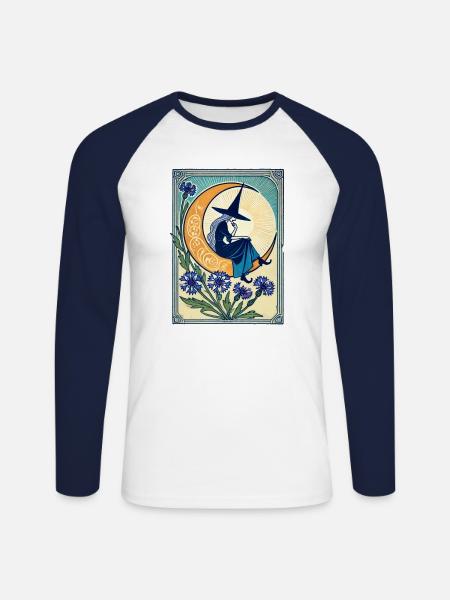 Blaue Hexe - Unisex Baseballshirt langarm - Weiß/Navy