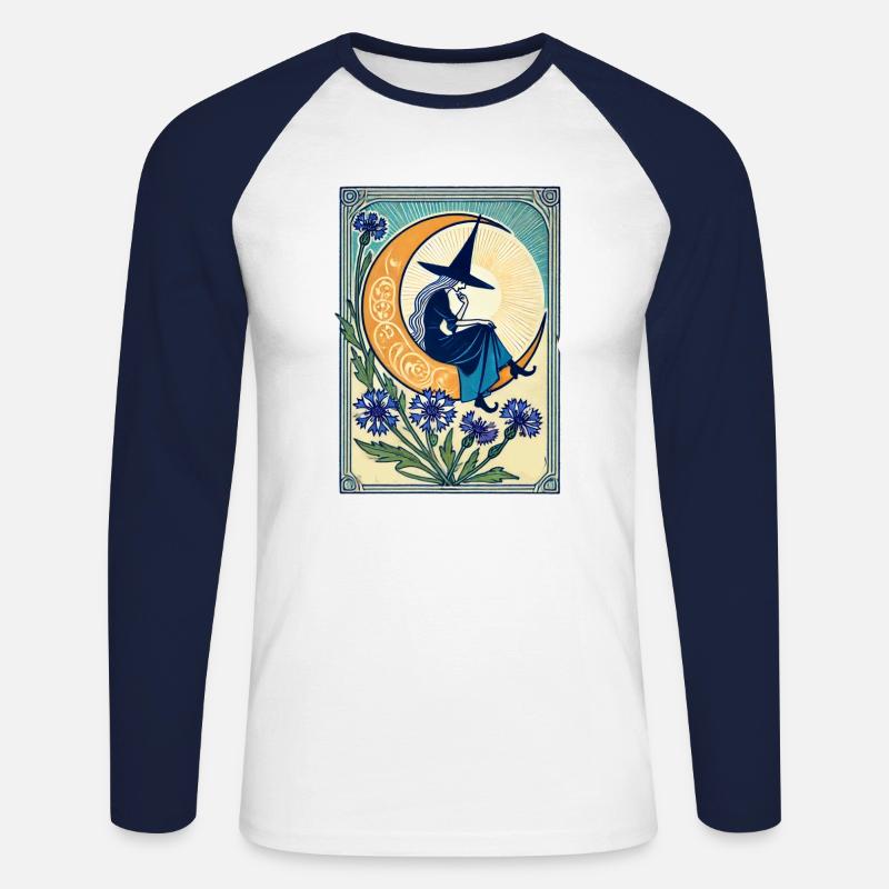 Blaue Hexe - Unisex Baseballshirt langarm - Weiß/Navy