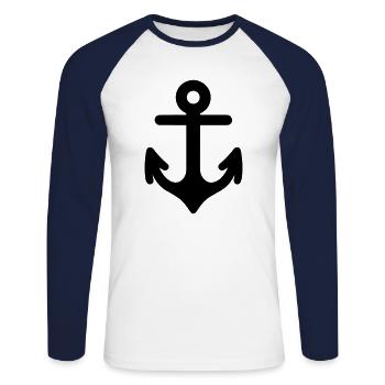Anker - Unisex Baseballshirt langarm - Weiß/Navy - Vorne - Nik (191cm)