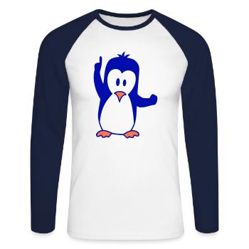 Mignon pingouin antarctique pôle sud zoo animal oiseau cool - T-shirt baseball manches longues Homme - blanc/marine - Devant - Nik (191cm)