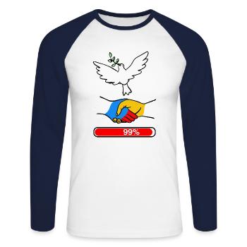 Peace between Ukraine and Russia 99% - Unisex Long Sleeve Baseball T-Shirt - white/navy - Front - Nik (191cm)