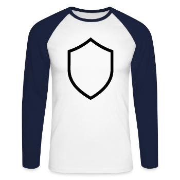 shield - Unisex Long Sleeve Baseball T-Shirt - white/navy - Front - Nik (191cm)