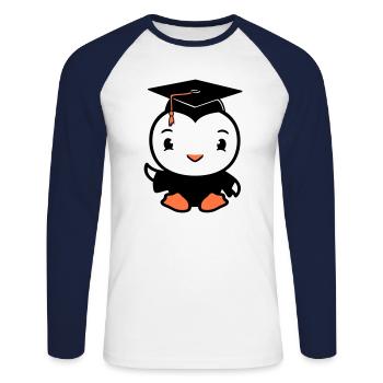 Oiseau Graduation Collège Graduation Chapeau École - T-shirt baseball manches longues Homme - blanc/marine - Devant - Nik (191cm)