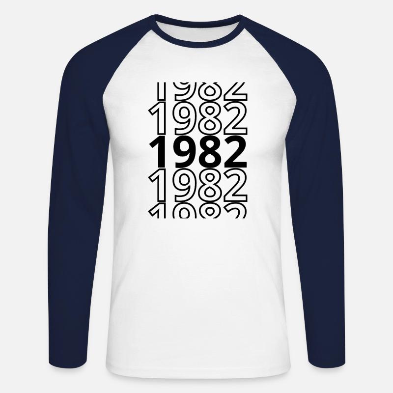 1982 1982 1982 - Unisex Baseballshirt langarm - Weiß/Navy