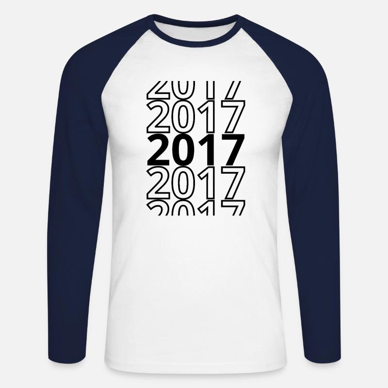 2017 2017 2017 - Unisex Baseballshirt langarm - Weiß/Navy
