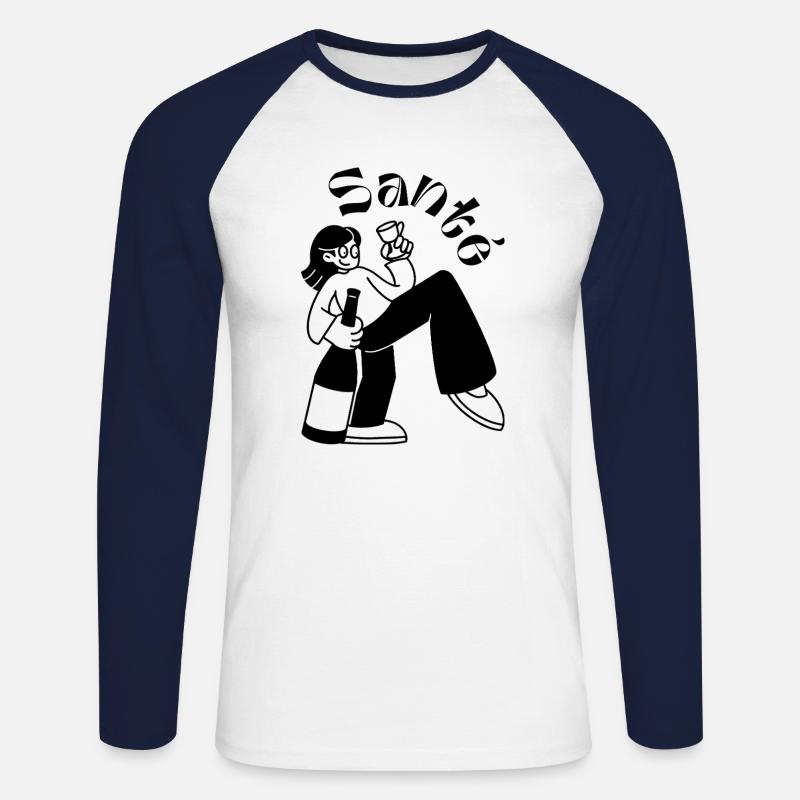Santé: Das Leben feiern - Unisex Baseballshirt langarm - Weiß/Navy