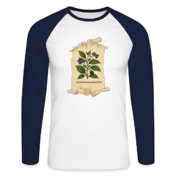 Atropa belladonna – Belle et mortelle - T-shirt baseball manches longues Homme - blanc/marine - Devant - Nik (191cm)