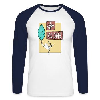 leaf me alone - Unisex Long Sleeve Baseball T-Shirt - white/navy - Front - Nik (191cm)