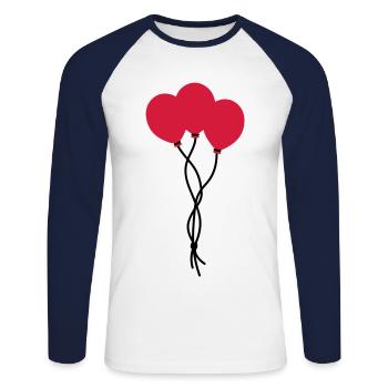 Rote Ballons / Red balloons / ballons rouge - Unisex Baseballshirt langarm - Weiß/Navy - Vorne - Nik (191cm)
