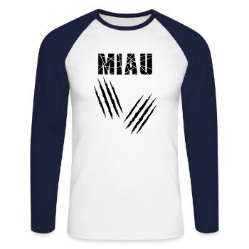 Katze Miau Katzenkratzer Katzen Pfoten - Unisex Baseballshirt langarm - Weiß/Navy - Vorne - Nik (191cm)