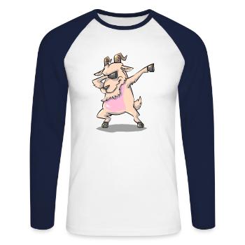 Dabbing Chèvre Chèvre Chèvre - T-shirt baseball manches longues Homme - blanc/marine - Devant - Nik (191cm)