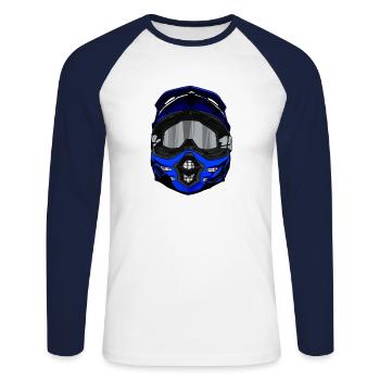Motocross / Enduro / Freestyle mx / Dirtbike retro - Unisex Long Sleeve Baseball T-Shirt - white/navy - Front - Nik (191cm)