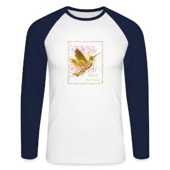 Bird. Respect. - Unisex Long Sleeve Baseball T-Shirt - white/navy - Front - Nik (191cm)