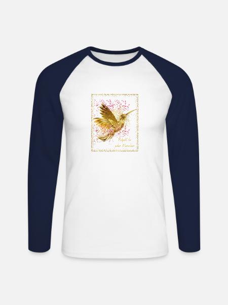 Bird. Respect. - Unisex Long Sleeve Baseball T-Shirt - white/navy