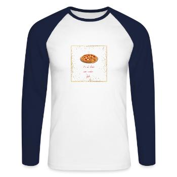 Pizza - Unisex Baseballshirt langarm - Weiß/Navy - Vorne - Nik (191cm)