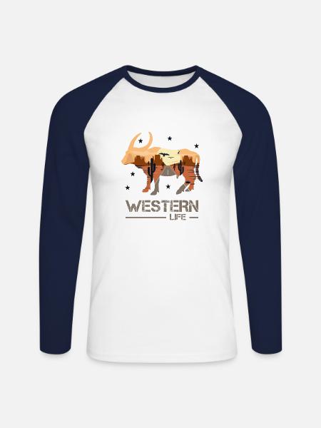 film western - Maglia da baseball a manica lunga da uomo - bianco/navy