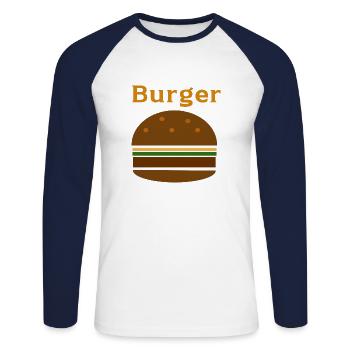 Burger - T-shirt baseball manches longues Homme - blanc/marine - Devant - Nik (191cm)