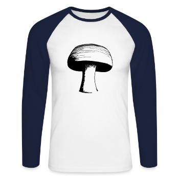 Pilz Pilze Giftpilze Mykologie erdig Vektor 7 - Unisex Baseballshirt langarm - Weiß/Navy - Vorne - Nik (191cm)