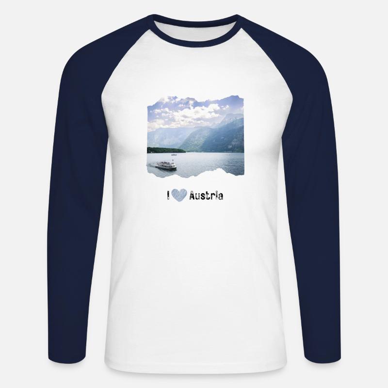 Hallstatt - Unisex Baseballshirt langarm - Weiß/Navy