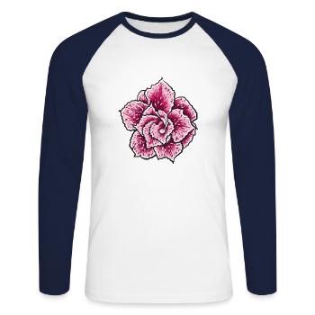Fleur - T-shirt baseball manches longues Homme - blanc/marine - Devant - Nik (191cm)