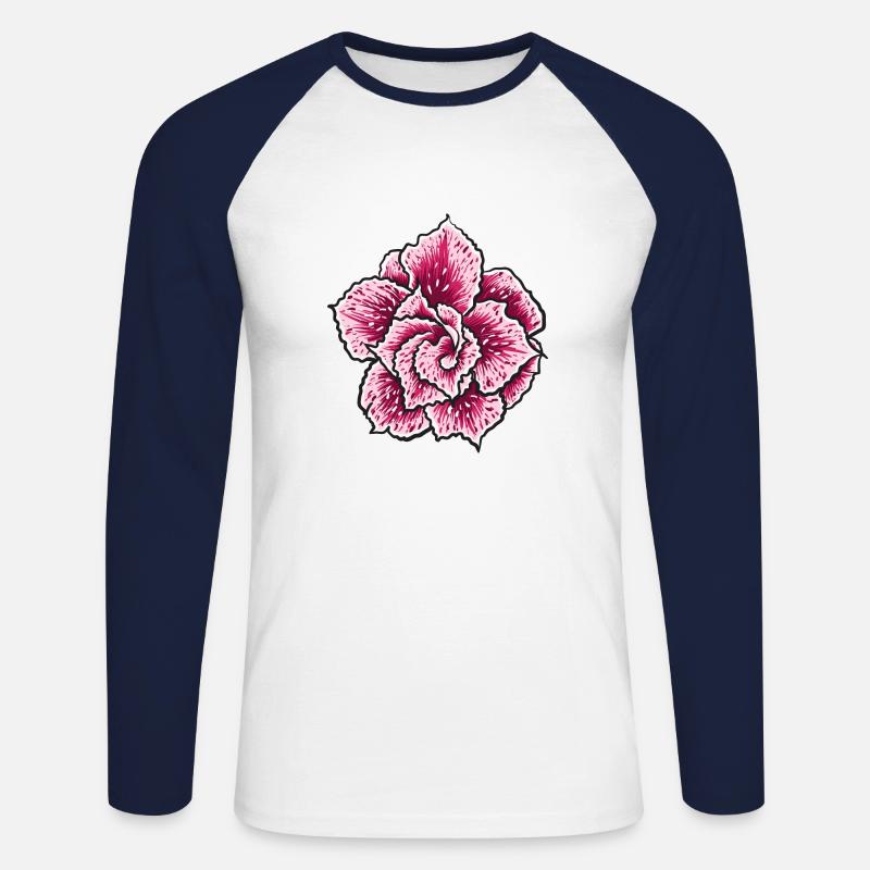 Blume - Unisex Baseballshirt langarm - Weiß/Navy