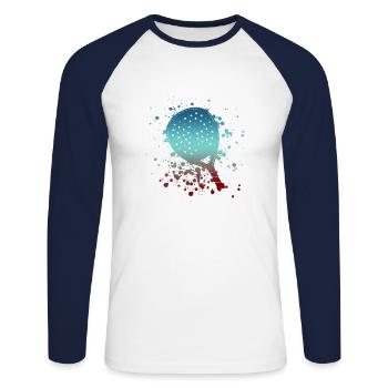 Padel Paddle Raquette Tennis Sport I Cadeau - T-shirt baseball manches longues Homme - blanc/marine - Devant - Nik (191cm)