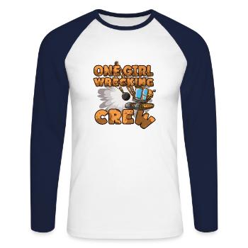 Excavator Construction Site Construction Worker Girl I Gift - Unisex Long Sleeve Baseball T-Shirt - white/navy - Front - Nik (191cm)